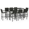vidaXL 9 Piece Garden Bar Set Black Poly Rattan