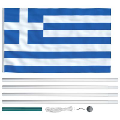 vidaXL Greece Flag and Pole Aluminium 6.2 m