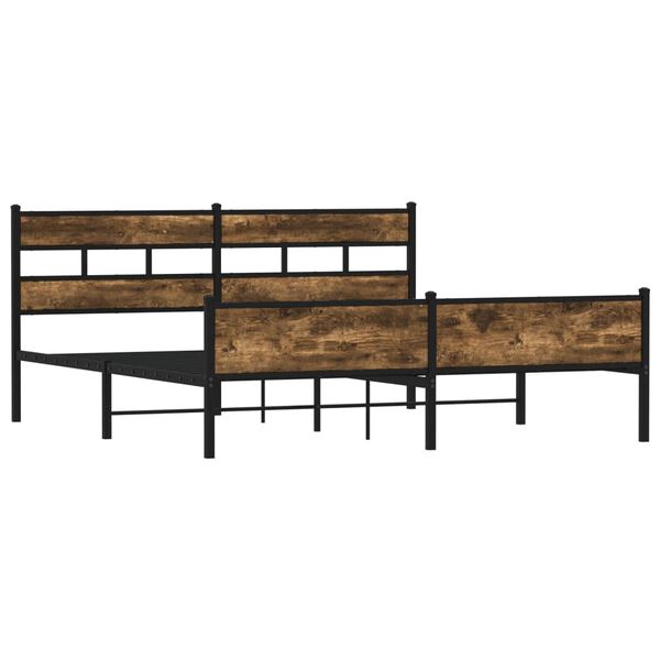 vidaXL Metal Bed Frame without Mattress Smoked Oak 183x213 cm