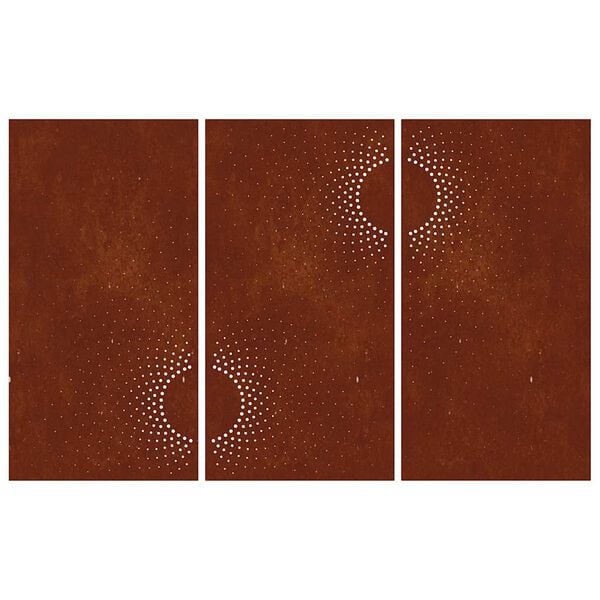 vidaXL Garden Wall Decorations 3 pcs 105x55 cm Corten Steel Sun Design