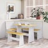 vidaXL 3 Piece Dining Set REINE Honey Brown and White Solid Wood Pine