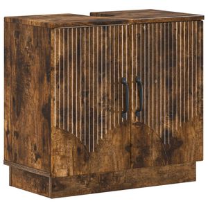 vidaXL Bathroom Sink Cabinet HOORN Smoked Oak 59.5 x 31.5x 56 cm