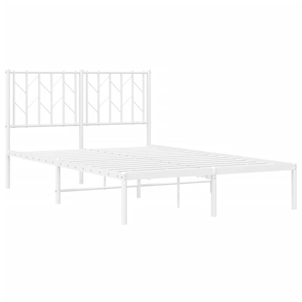vidaXL Metal Bed Frame without Mattress with Headboard White 120x200cm