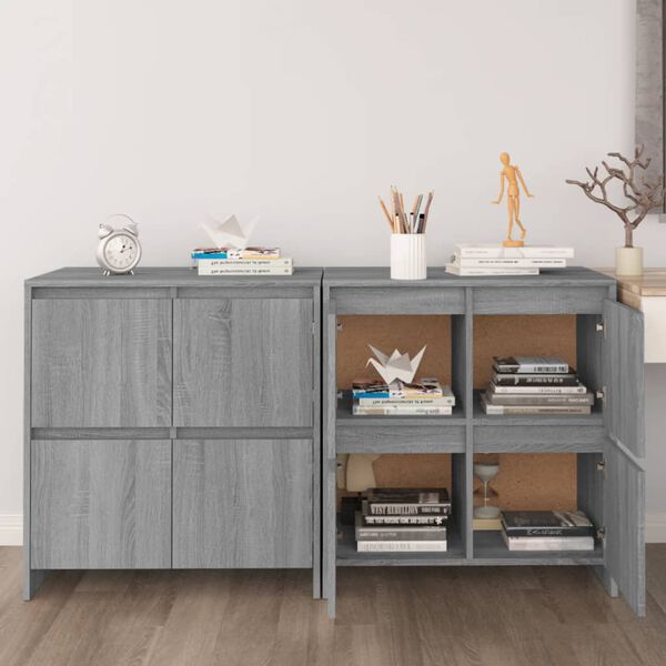 vidaXL Sideboards 2 pcs Grey Sonoma 70x41x75 cm Engineered Wood