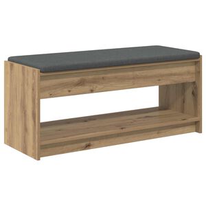 vidaXL Hall Bench with Cushion with Shelf Artisan Oak 103 x 38 x 45 cm
