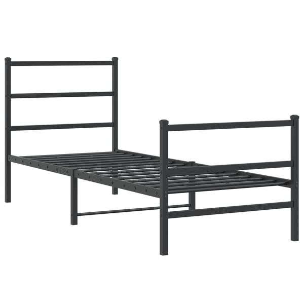 vidaXL Metal Bed Frame without Mattress with Footboard Black 80x200cm