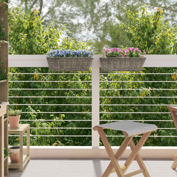 vidaXL Hanging Planter Basket 2 pcs Grey 48 x 22 x 15 cm Lacak Rattan