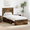 vidaXL Bed Frame with Mattress Smoked Oak 100 x 200 cm Solid Pine Wood