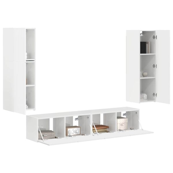 vidaXL TV Cabinet Set 4 pcs High Gloss White Engineered Wood