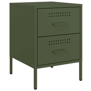 vidaXL Bedside Cabinet Olive Green 36x39x50.5 cm Steel