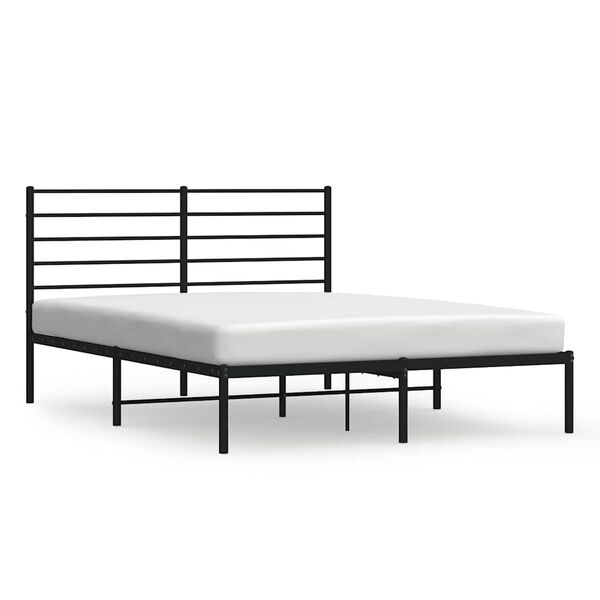 vidaXL Metal Bed Frame without Mattress with Headboard Black 140x190cm