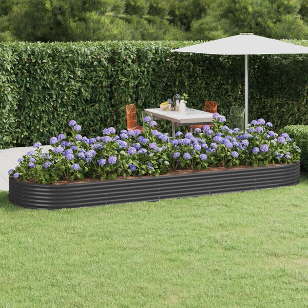 vidaXL Garden Raised Bed Galvanised Steel 450x140x36 cm Anthracite