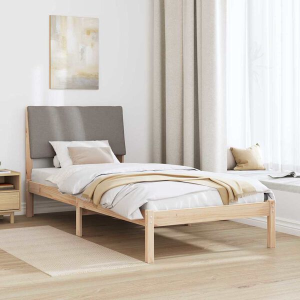 vidaXL Bed frame Brown and taupe 100 x 200 cm Solid pine wood