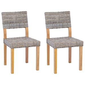 vidaXL Dining Chair 2 pcs Kubu Grey 46 x 55 x 84 cm Kubu Rattan