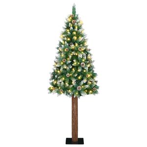 vidaXL Slim Christmas Tree Green 180 cm PVC and Solid Pine wood