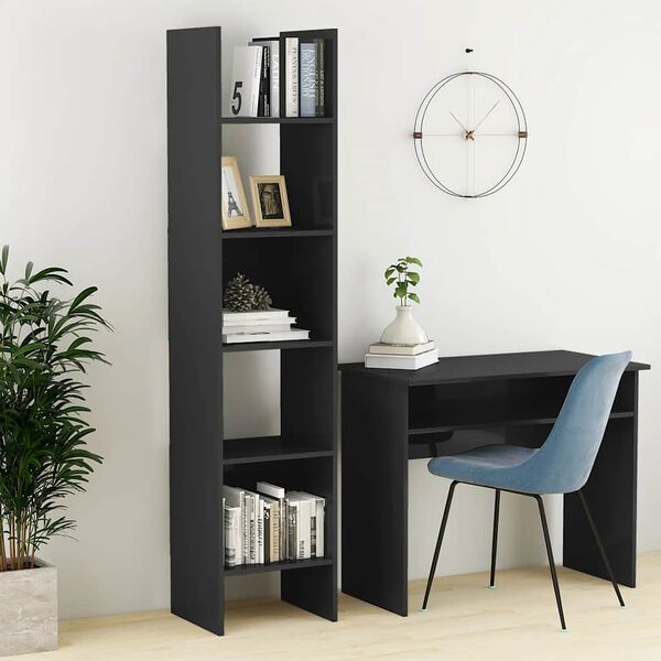 vidaXL Book Cabinet High Gloss Grey 40x35x180 cm Engineered Wood