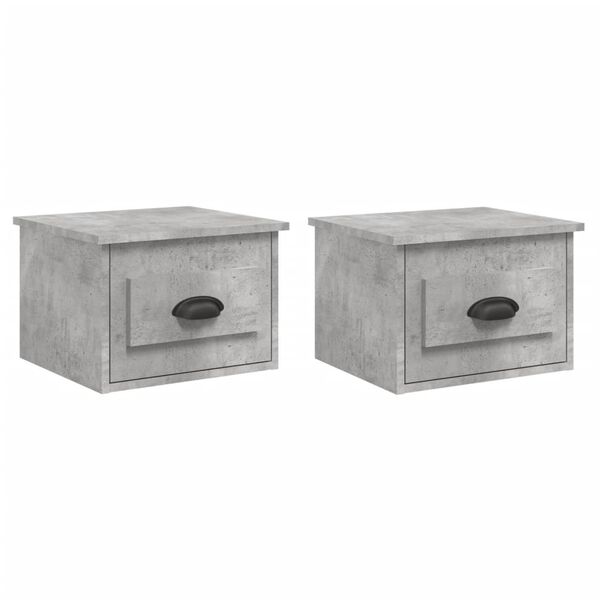 vidaXL Wall-mounted Bedside Cabinets 2 pcs Concrete Grey 41.5x36x28cm