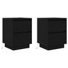 vidaXL Bedside Cabinets with LED Lights&nbsp;2 pcs Black 38x34x50 cm