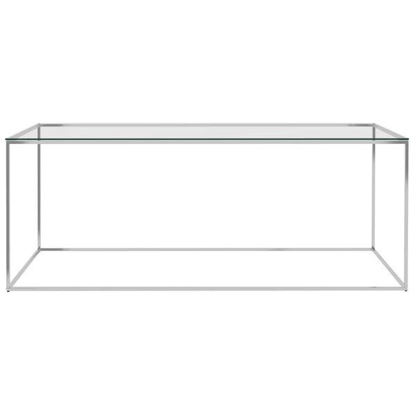 vidaXL Coffee Table Silver 120x60x45 cm Stainless Steel and Glass