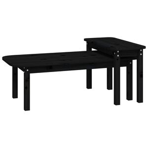 vidaXL 2 Piece Coffee Table Set Black Solid Wood Pine