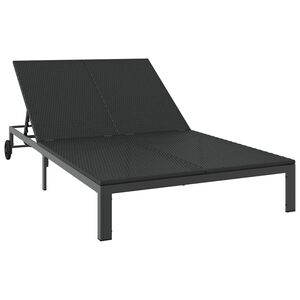 vidaXL Sunbed 2-person Black 60 x 200 x 27cm Poly Rattan