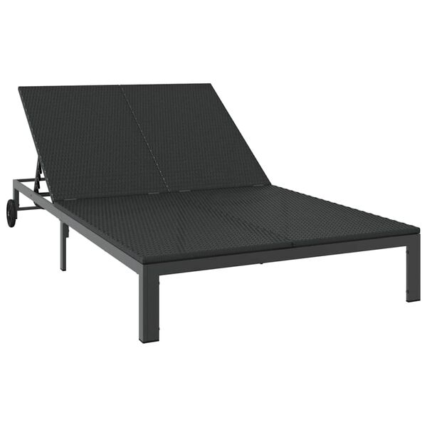 vidaXL Sunbed Reclining 1-person Black 206 x 115 x 75 cm Poly Rattan