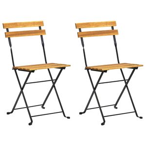 vidaXL Folding Chairs 2 pcs Steel and Solid Acacia Wood