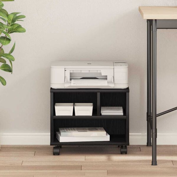 vidaXL Printer Stand Black Oak 41 x 32 x 34.5 cm Engineered wood