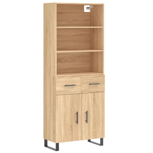 vidaXL Highboard Sonoma Oak 69.5x34x180 cm Engineered Wood