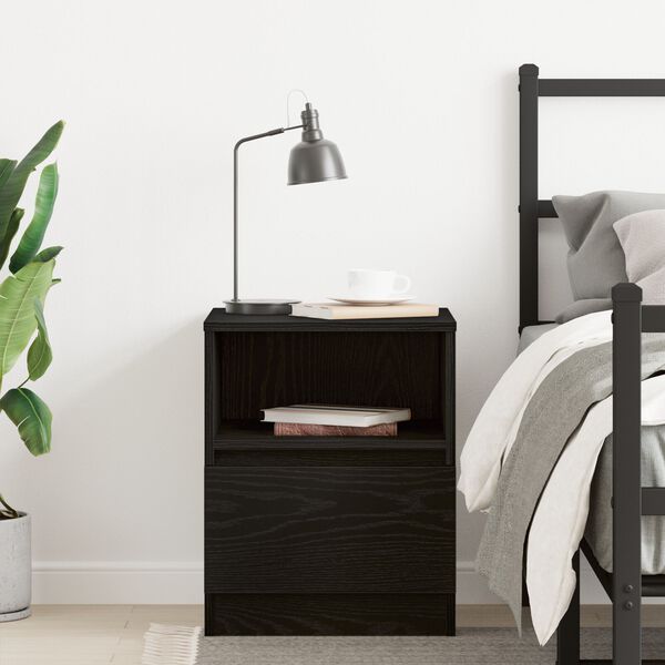 vidaXL Bedside Cabinet Black oak 40 x 40 x 50 cm Engineered wood