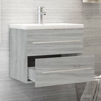 vidaXL Sink Cabinet with Built-in Basin Grey Sonoma Engineered Wood