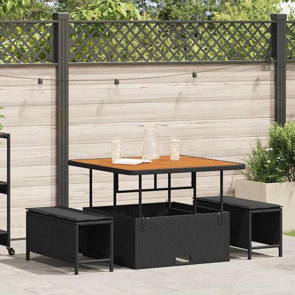 vidaXL Garden Dining Set Black Poly Rattan