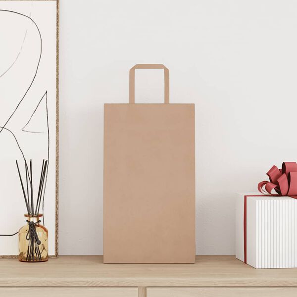 vidaXL Paper Bags 250 pcs with Handles Brown 21x11x36 cm