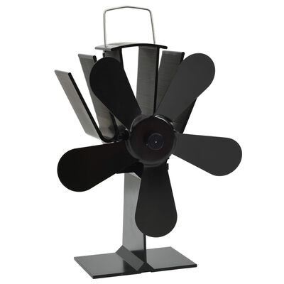 vidaXL Heat Powered Stove Fan 5 Blades Black