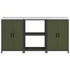 vidaXL Kitchen Storage Set with Shelf 3 pcs Olive Green Steel