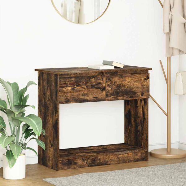 vidaXL Console Table with Drawers Smoked Oak 85.5x38.5x74.5 cm