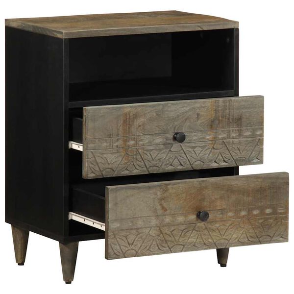 vidaXL Bedside Cabinet Light Grey 50x33x60 cm Solid Wood Mango