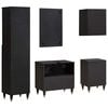 vidaXL Bathroom Cabinet Set with Drawer 5 pcs Black Solid Mango Wood
