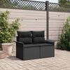 vidaXL Garden Sofa with Cushion Black 141 x 62 x 69cm Poly Rattan