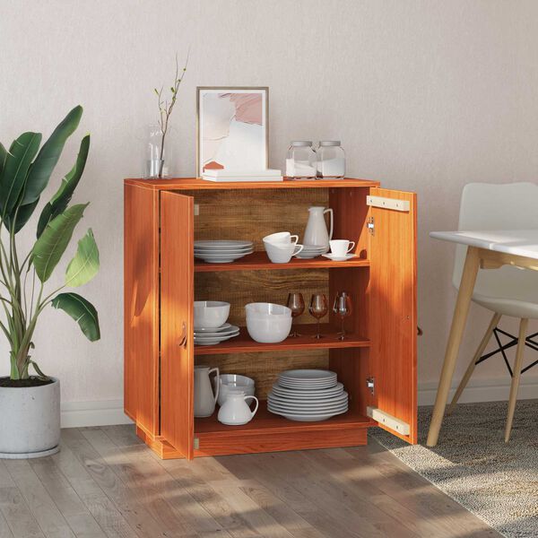 vidaXL Sideboard Wax Brown 65.5 x 40 x 75 cm Solid Pine Wood