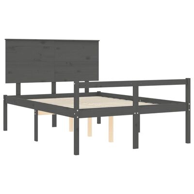 vidaXL Bed Frame with Headboard Grey 140x200 cm Solid Wood