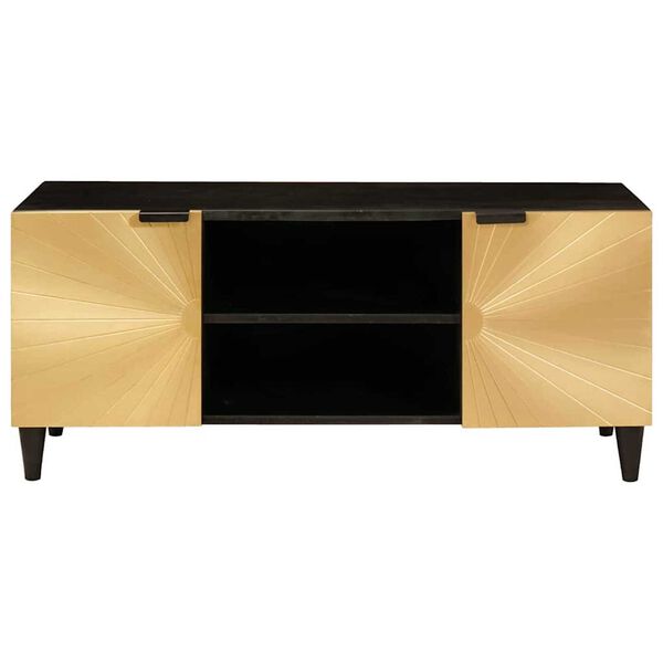 vidaXL TV Cabinet Black and Gold 105 x 33 x 46 cm Engineered wood