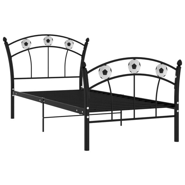 vidaXL Bed Frame without Mattress Black Metal 90x200 cm