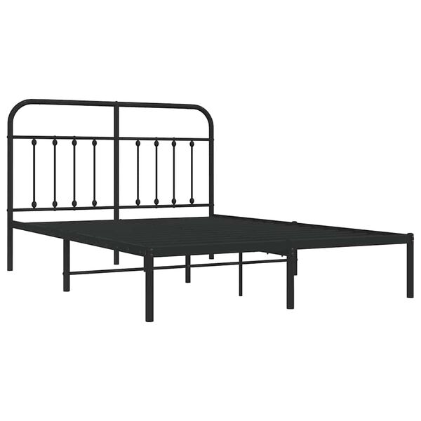 vidaXL Metal Bed Frame without Mattress with Headboard Black 150x200cm