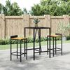 vidaXL Bar Table with Glass Top Black 70x70x110 cm Poly Rattan