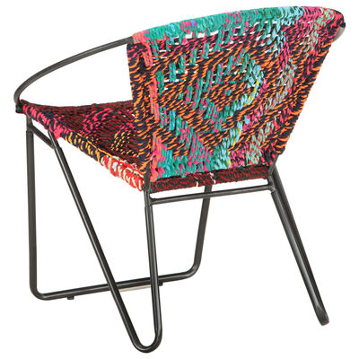 vidaXL Circle Chair Multicolours Chindi Fabric