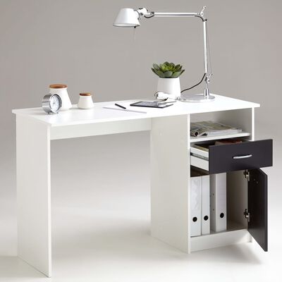 FMD Desk with 1 Drawer 123x50x76.5 cm White and Black