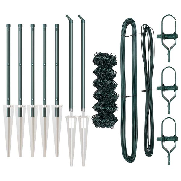 vidaXL Fence Post Green 10 x 0.6 m (60 x 60 mm mesh) Steel and PVC