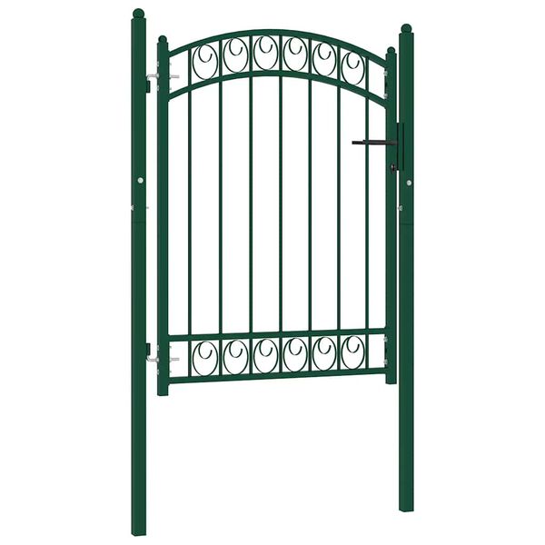 vidaXL Fence Gate Emmen with Arched Top Steel 100x98.5 cm Green