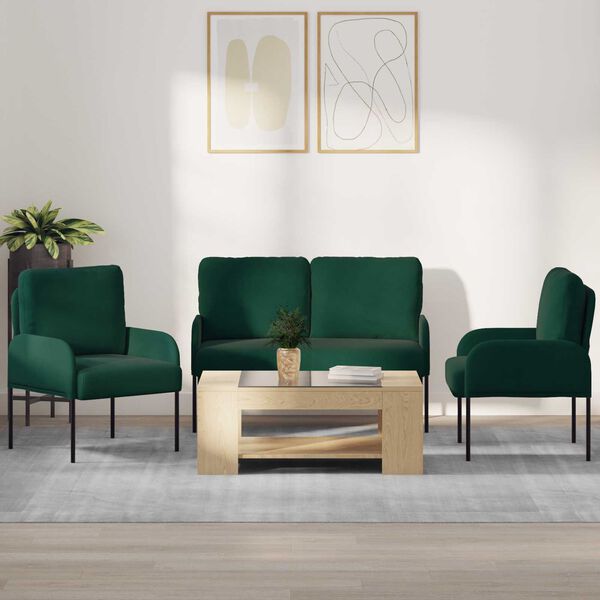 vidaXL Sofa Sets 3 pcs Dark Green 115 x 56 x 80 cm Plywood